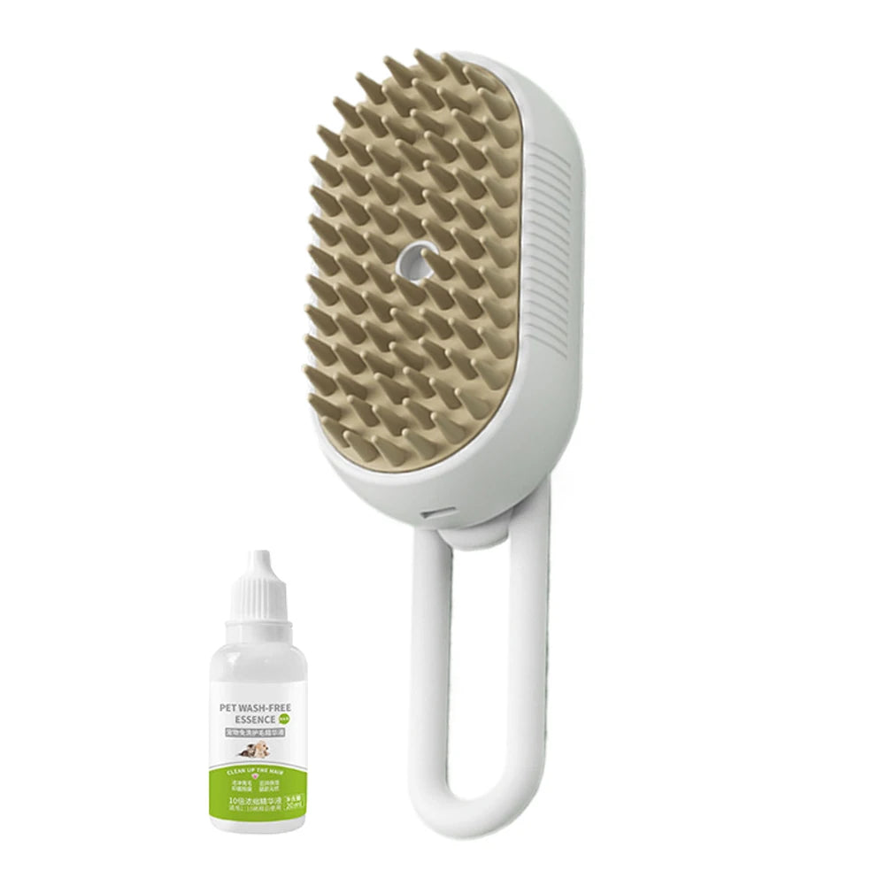 3-in-1 Pet Steam Brush – USB Rechargeable Dog & Cat Grooming Comb