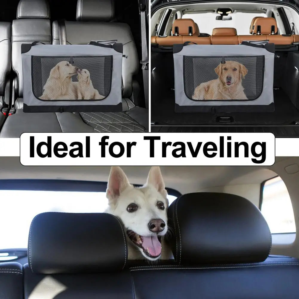 Portable Dog Carrier Crate – Foldable Car Travel Bed & Kennel