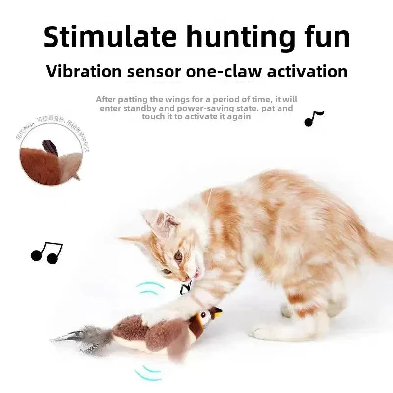 USB Rechargeable Catnip Toy – Touch-Activated Plush Bird for Cats & Dogs