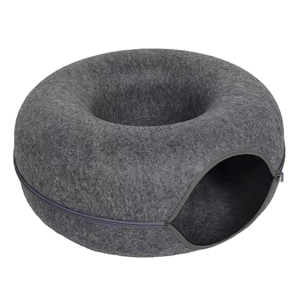 Felt Donut Cat & Dog Bed – 2-in-1 Hideaway Tunnel