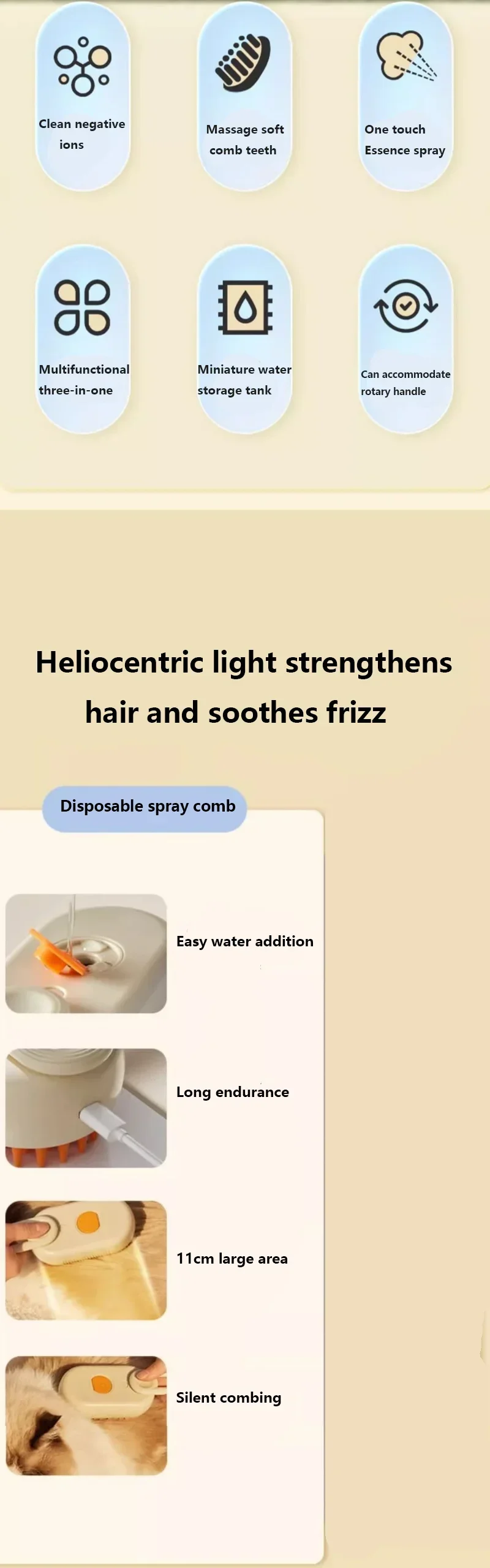 Pet Spray Hair Comb for Dogs & Cats