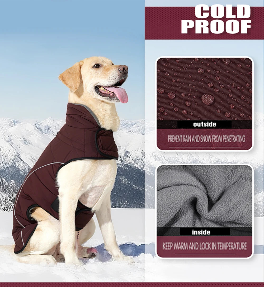 Waterproof Reflective Dog Winter Jacket – Warm Outdoor Coat for Medium & Large Dogs