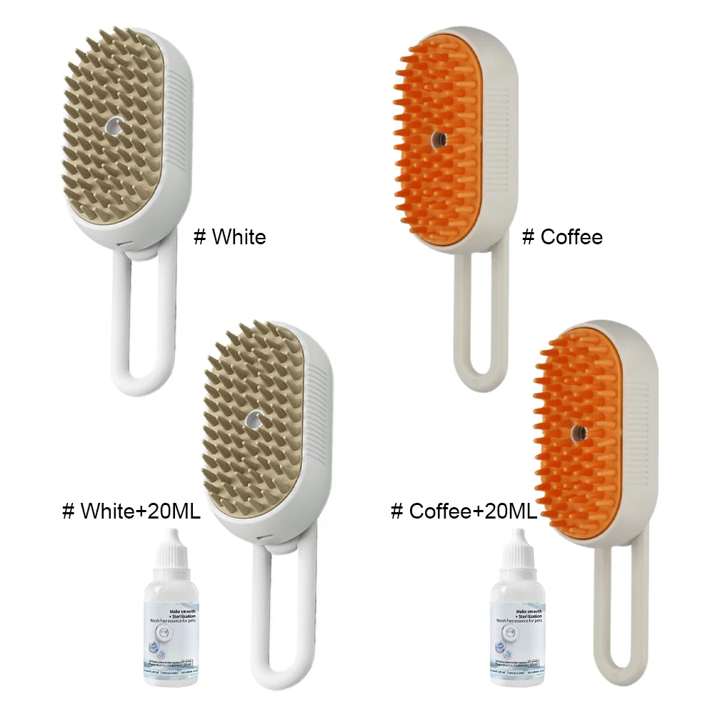 3-in-1 Pet Steam Brush – USB Rechargeable Dog & Cat Grooming Comb