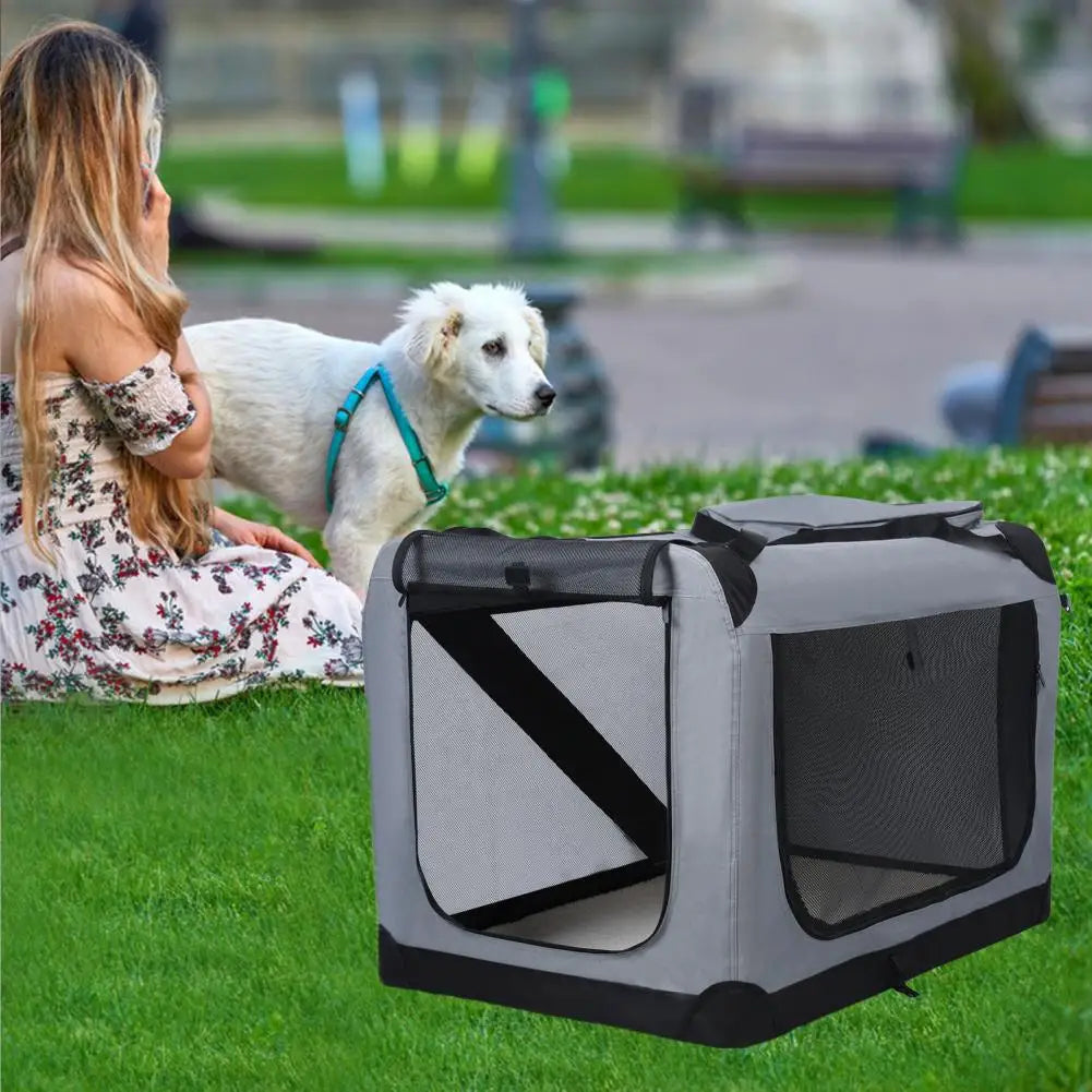 Portable Dog Carrier Crate – Foldable Car Travel Bed & Kennel