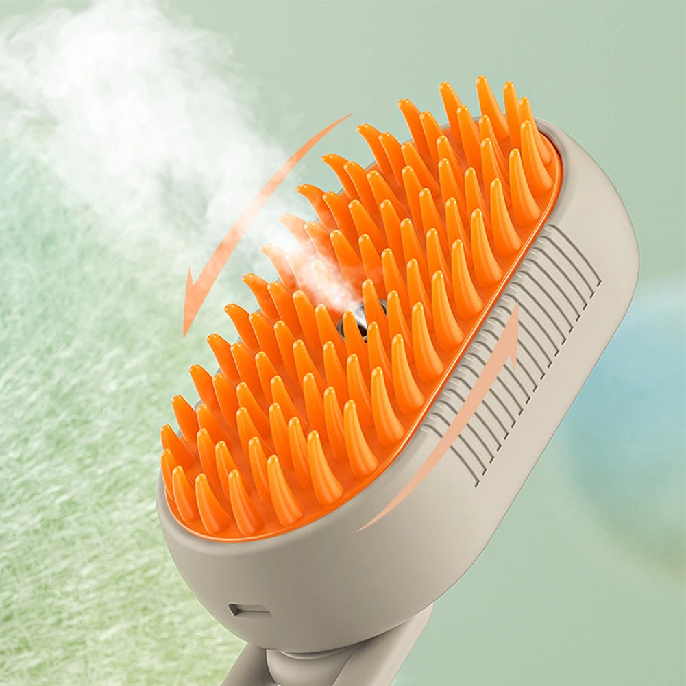 3-in-1 Pet Steam Brush – USB Rechargeable Dog & Cat Grooming Comb