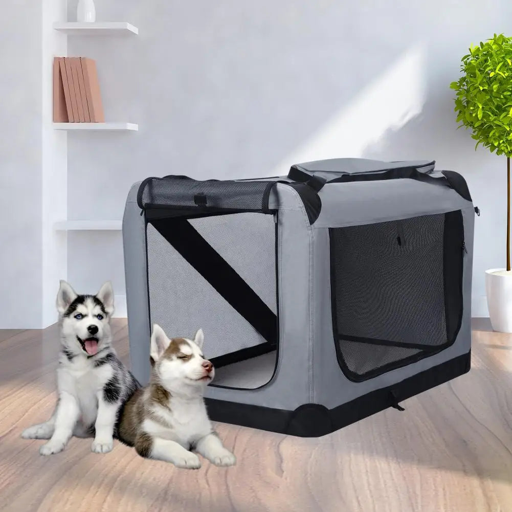 Portable Dog Carrier Crate – Foldable Car Travel Bed & Kennel