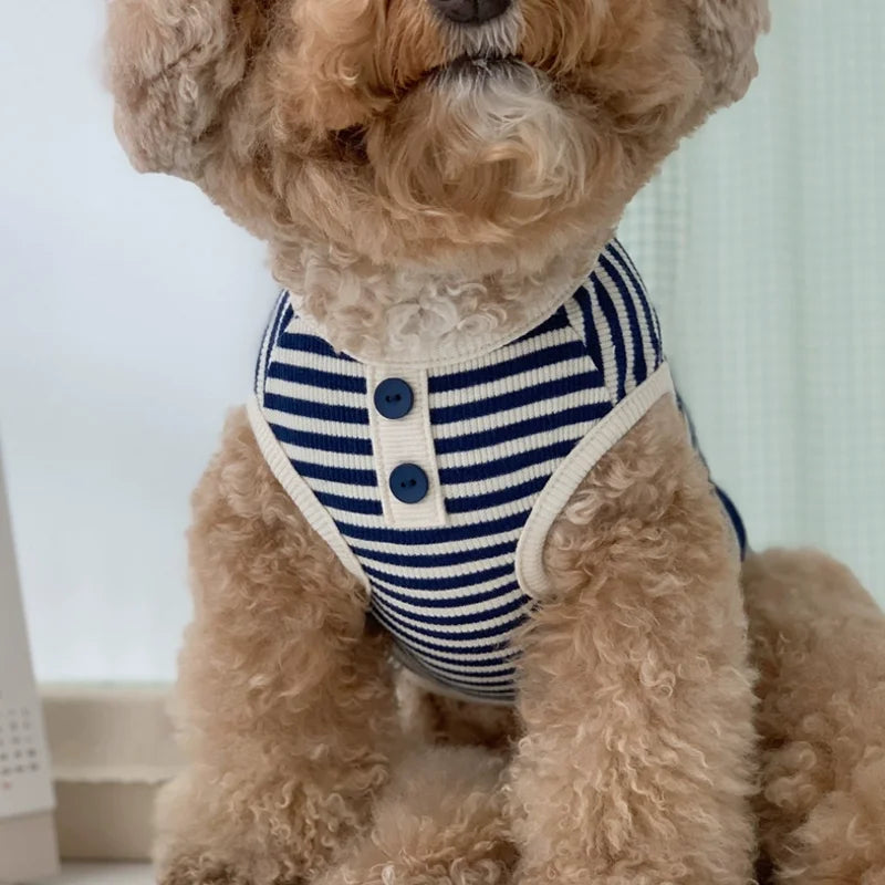 Striped Pet Sweatshirt – Soft Summer Vest for Small Dogs & Puppies