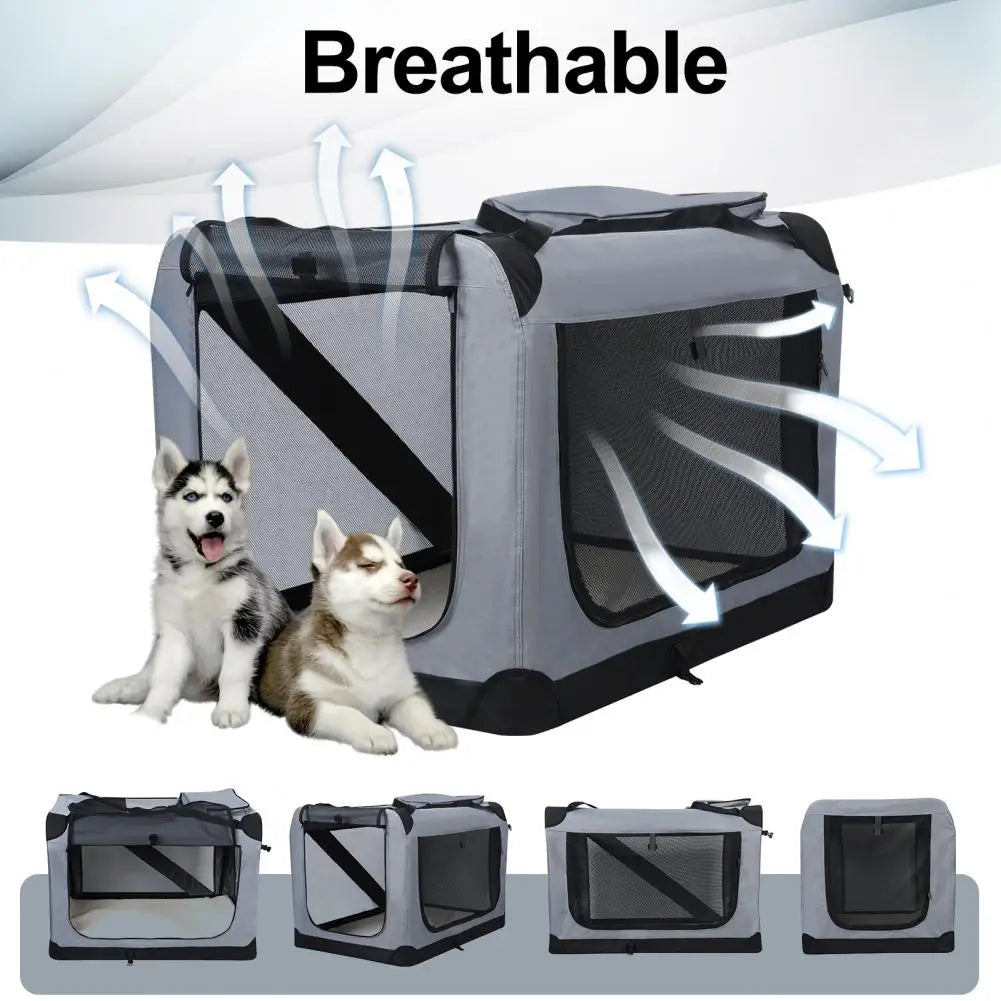 Portable Dog Carrier Crate – Foldable Car Travel Bed & Kennel