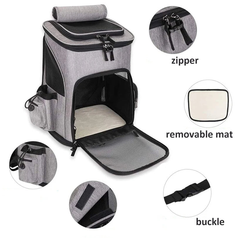 Expandable Pet Carrier Backpack – Foldable Travel Bag for Cats & Dogs