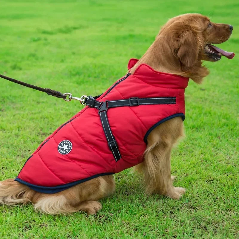 Large Dog Winter Jacket – Waterproof Warm Coat with Harness