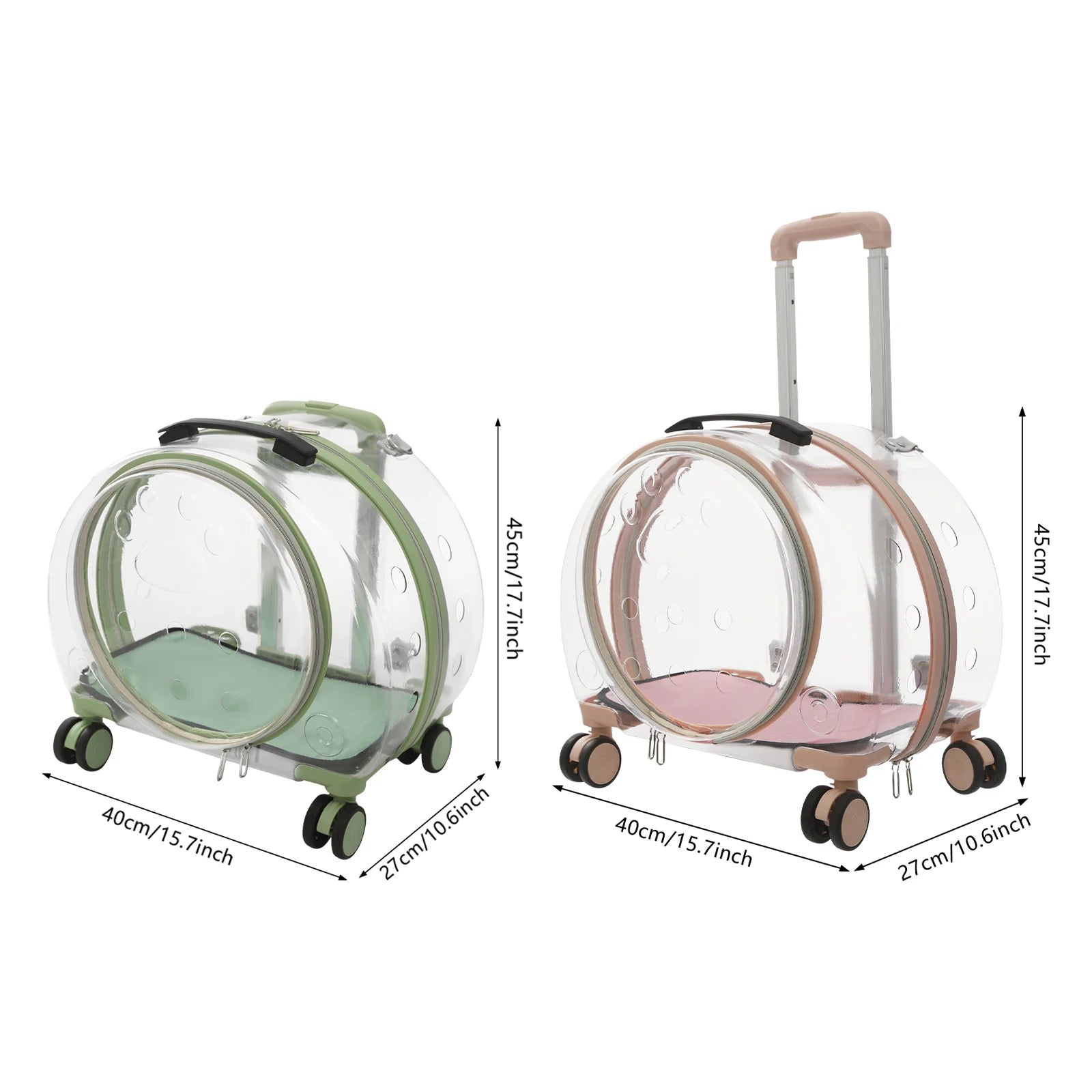 Rolling Cat Carrier – Breathable PC Pet Travel Bag with Wheels (9kg Max)