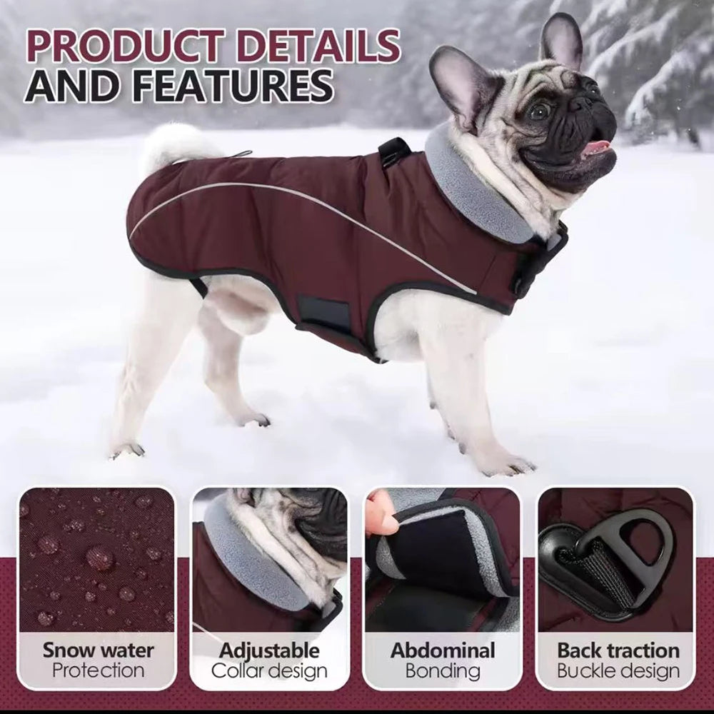 Waterproof Reflective Dog Winter Jacket – Warm Outdoor Coat for Medium & Large Dogs