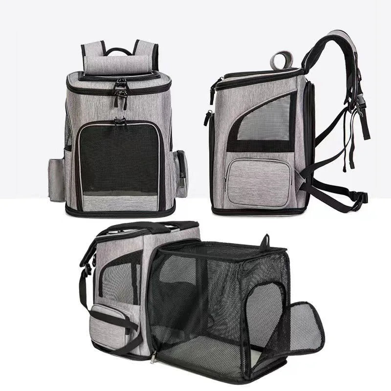 Expandable Pet Carrier Backpack – Foldable Travel Bag for Cats & Dogs