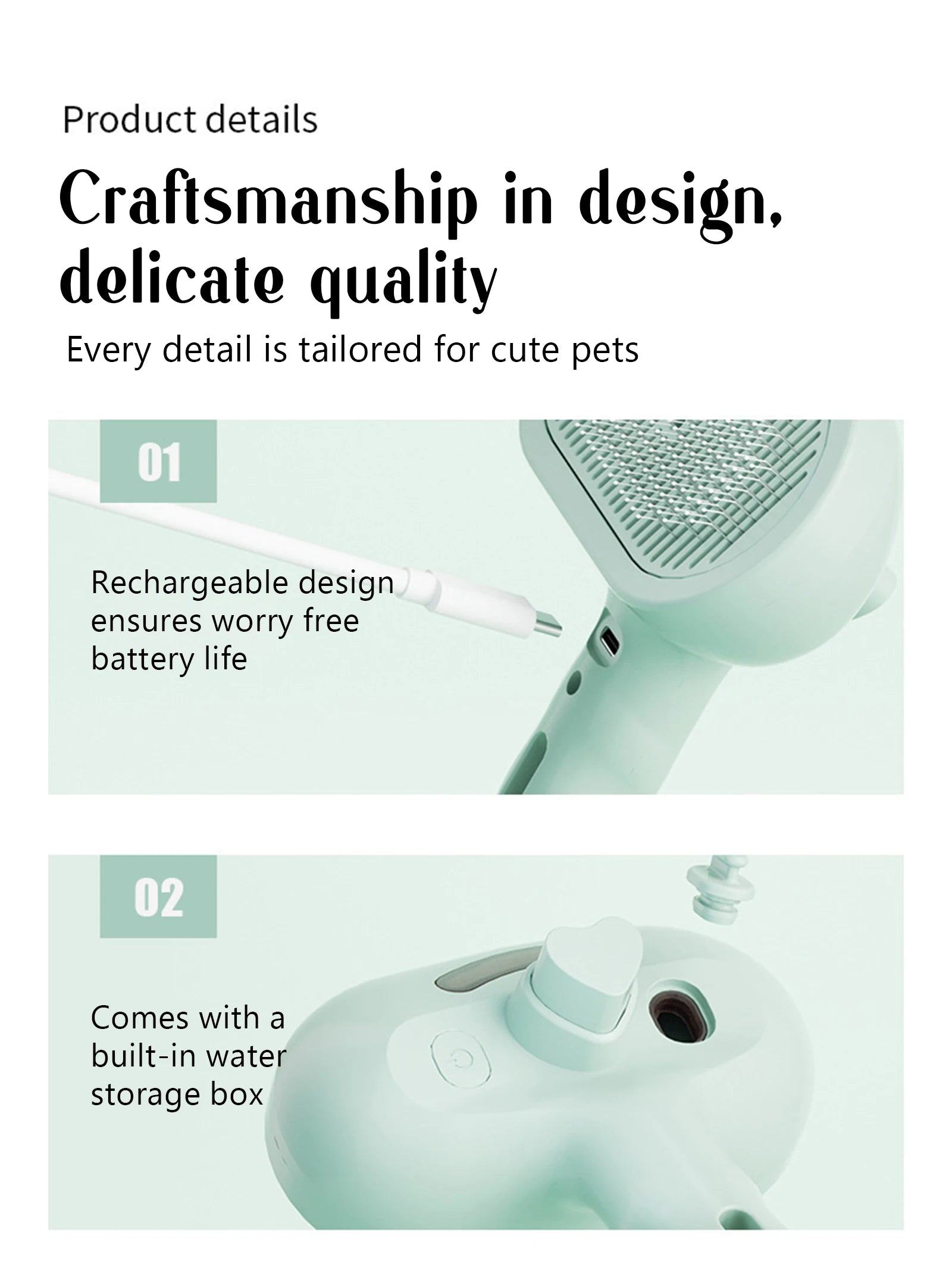 Pet Steam Massage Comb – Safe Hair Removal Brush for Dogs & Cats