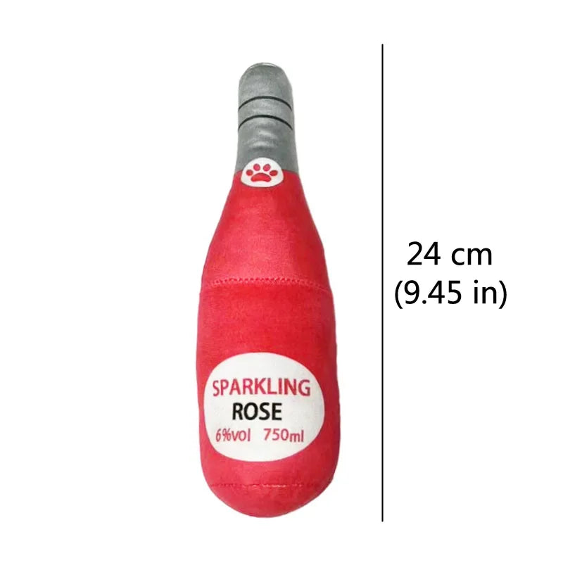 Plush Squeaky Dog Toy – Beer Bottle Chew for Small & Large Dogs