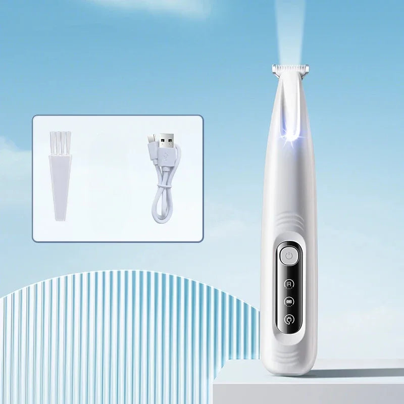 Type-C Pet Paw Trimmer – LED Dog Hair Clipper with Wide Blade