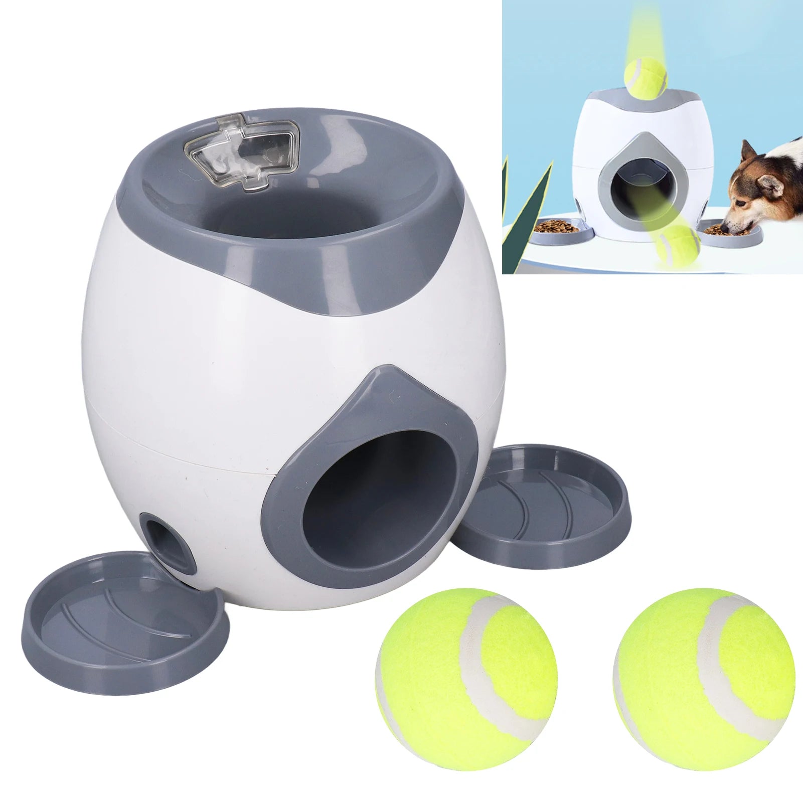 Dog Tennis Ball Launcher – Feeding & Training Toy with 2 Balls