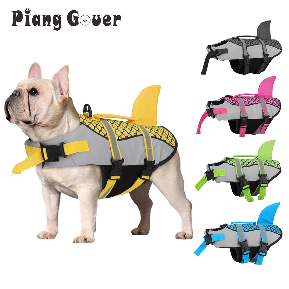 Shark Swim Dog Life Jacket – Pet Vest Harness for Swimming