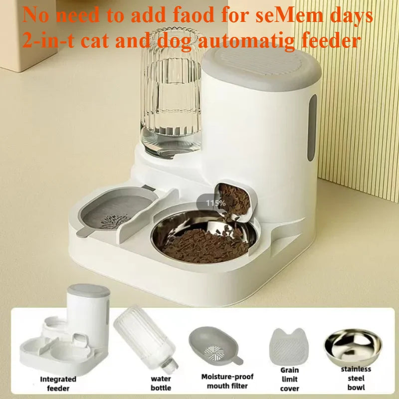 Automatic Pet Feeder & Water Dispenser – Integrated Bowl for Cats & Dogs