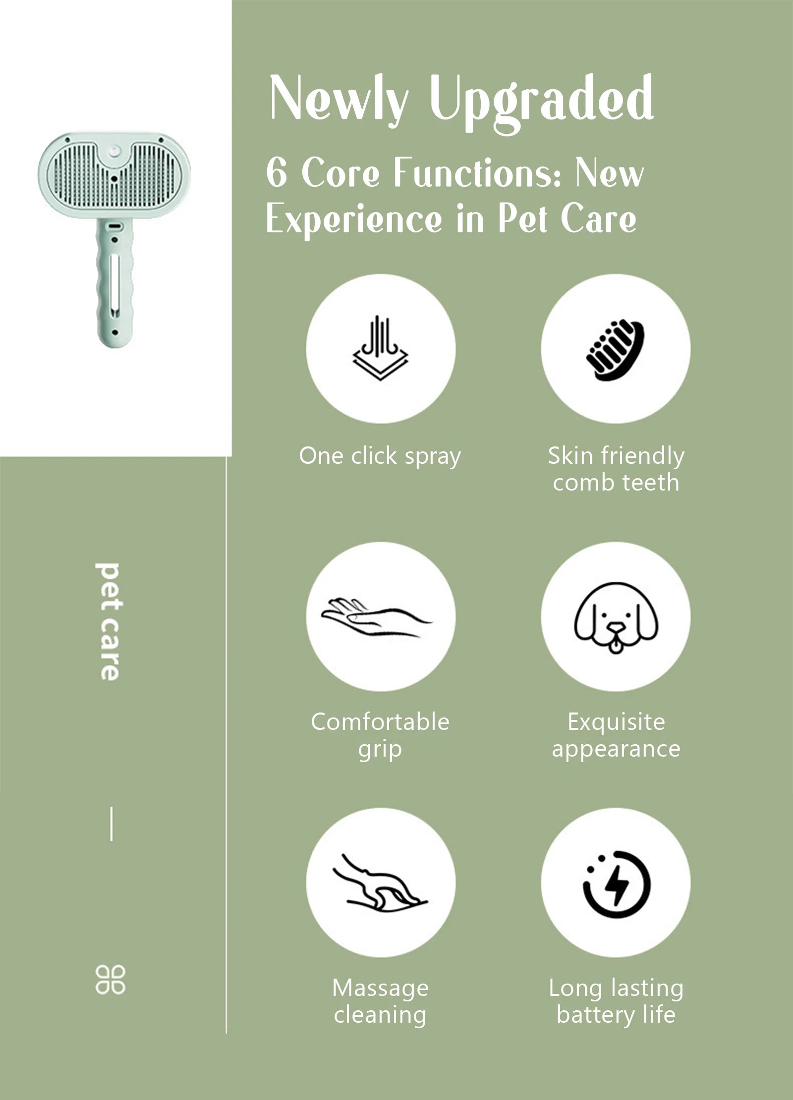 Pet Steam Massage Comb – Safe Hair Removal Brush for Dogs & Cats