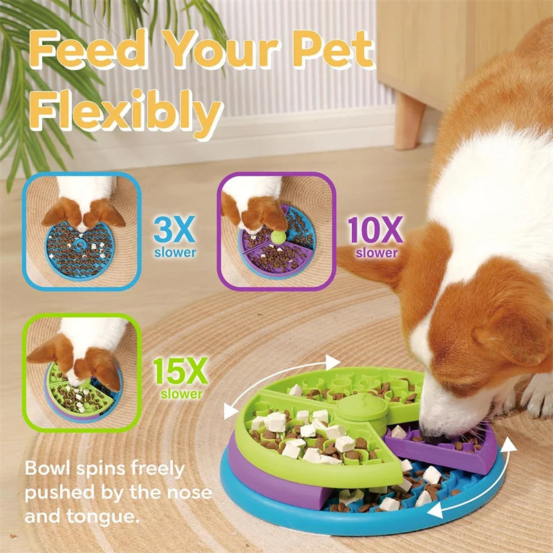 Slow Feeder Dog Bowl – Interactive Puzzle Treat Dispenser
