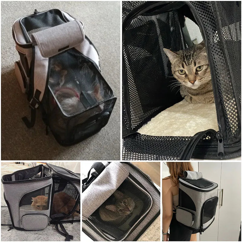 Expandable Pet Carrier Backpack – Foldable Travel Bag for Cats & Dogs