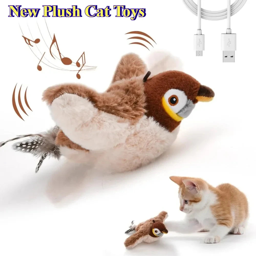 USB Rechargeable Catnip Toy – Touch-Activated Plush Bird for Cats & Dogs