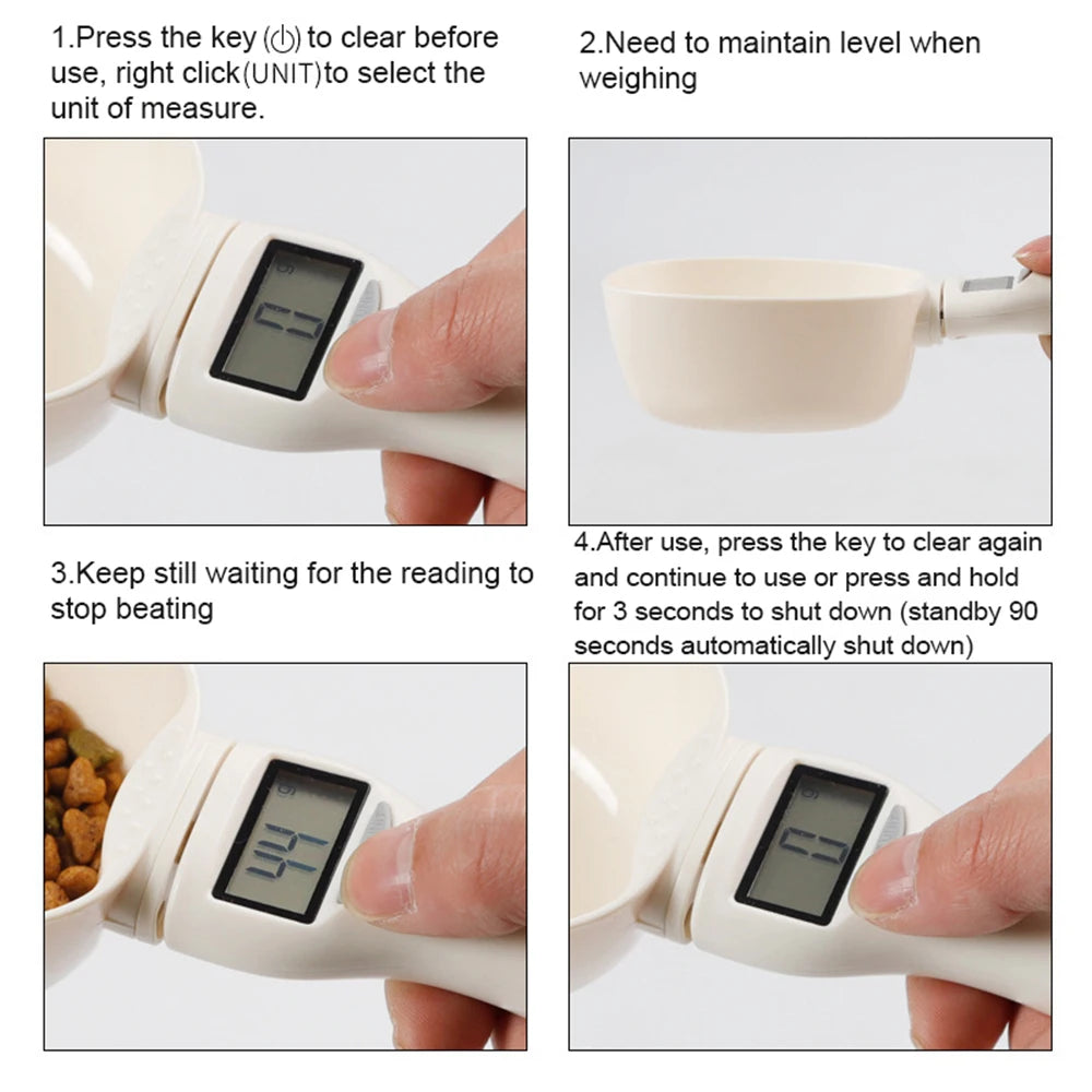 Digital Pet Food Measuring Scoop – LED Dog & Cat Food Scale
