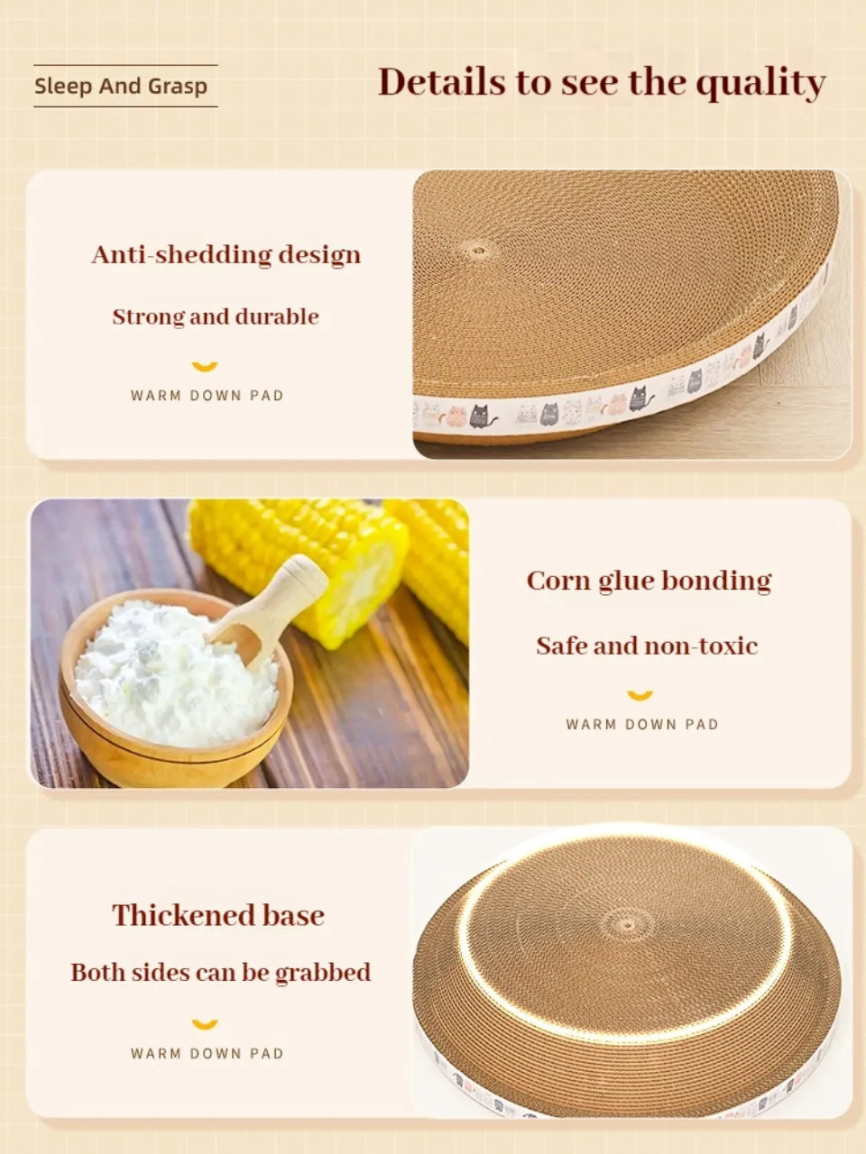 Corrugated Cat Scratcher – Catnip-Infused Scratch-Resistant Post & Sofa Protector