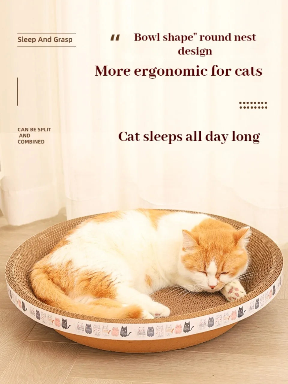 Corrugated Cat Scratcher – Catnip-Infused Scratch-Resistant Post & Sofa Protector